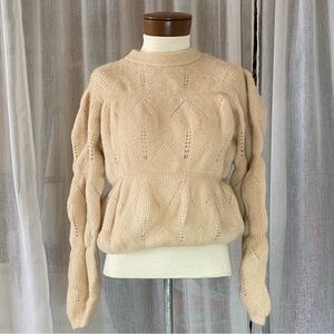 Puffy Pullover Sweater Size S Pointelle Alpaca Blend & Other Stories NWT